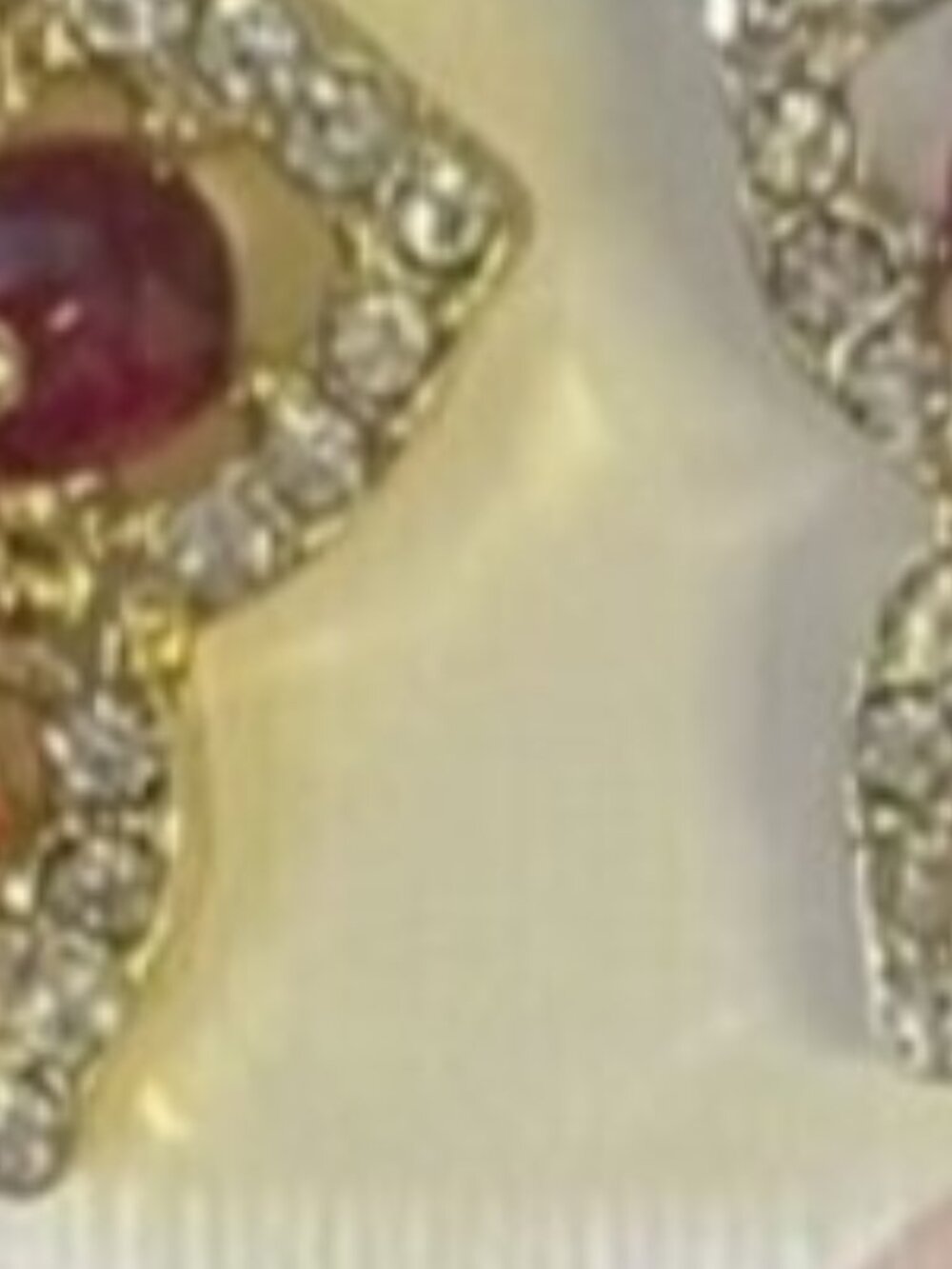 Gold & Red Floral Crystal Stud Earrings